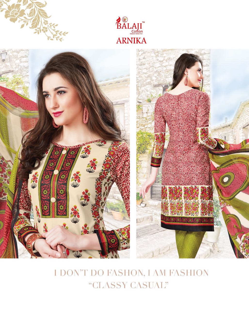 BEAUTIFUL COTTON PRINTED DRESS MATERIAL WITH CHIFFON DUPATTA