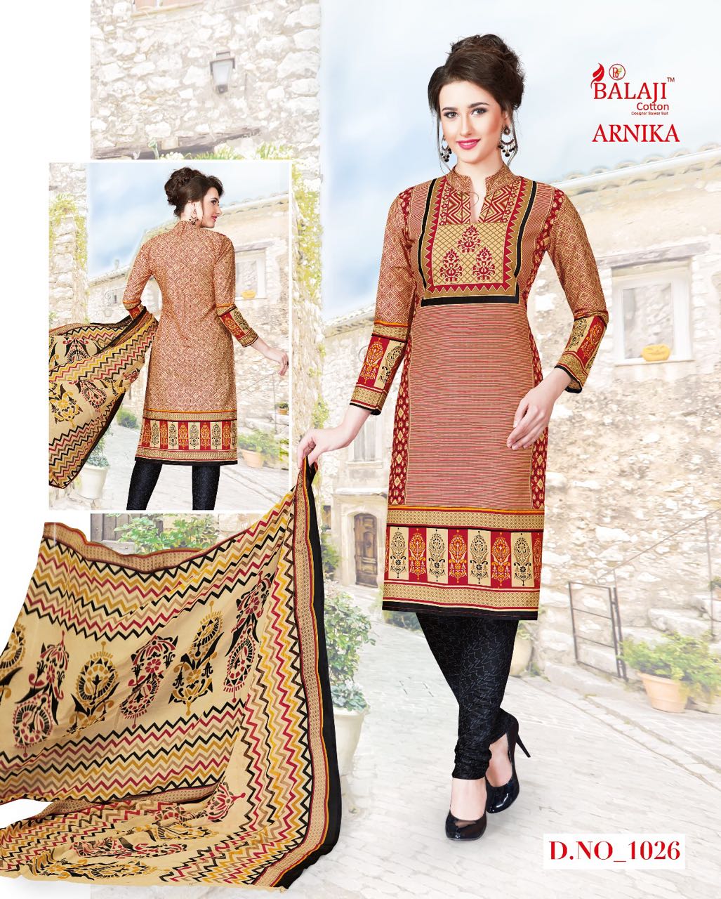 BEAUTIFUL COTTON PRINTED DRESS MATERIAL WITH CHIFFON DUPATTA