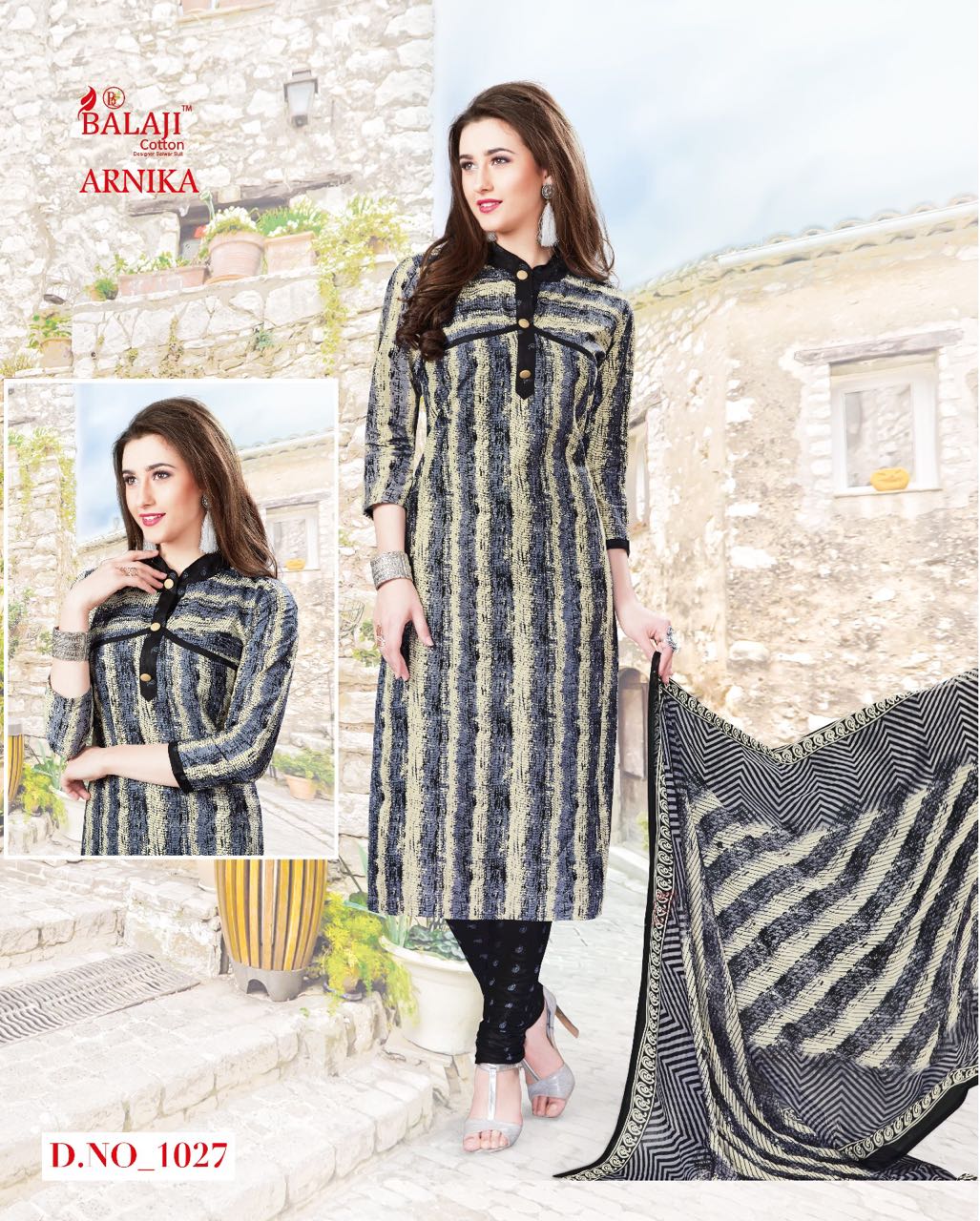 BEAUTIFUL COTTON PRINTED DRESS MATERIAL WITH CHIFFON DUPATTA