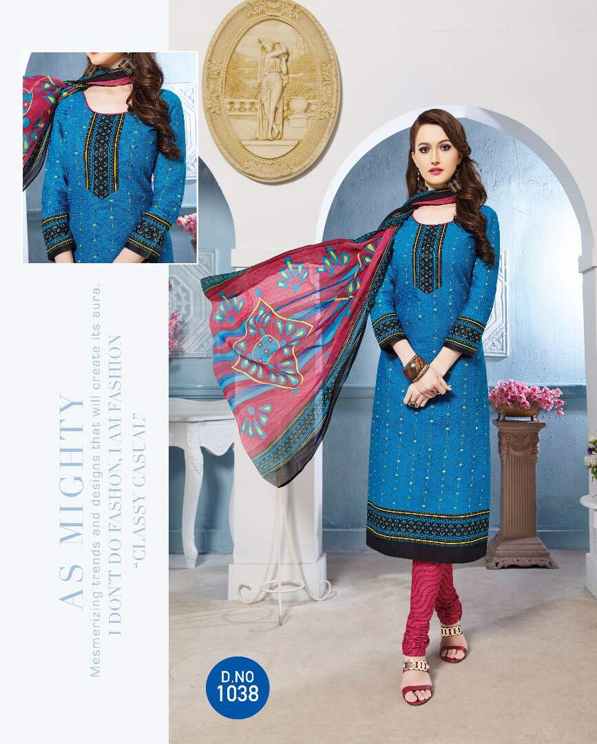 BEAUTIFUL COTTON PRINTED DRESS MATERIAL WITH CHIFFON DUPATTA