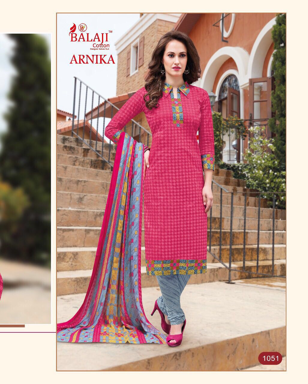 ARNIKA COTTON PRINTED DRESSMATERIAL WITH CHIFFON DUPATTA