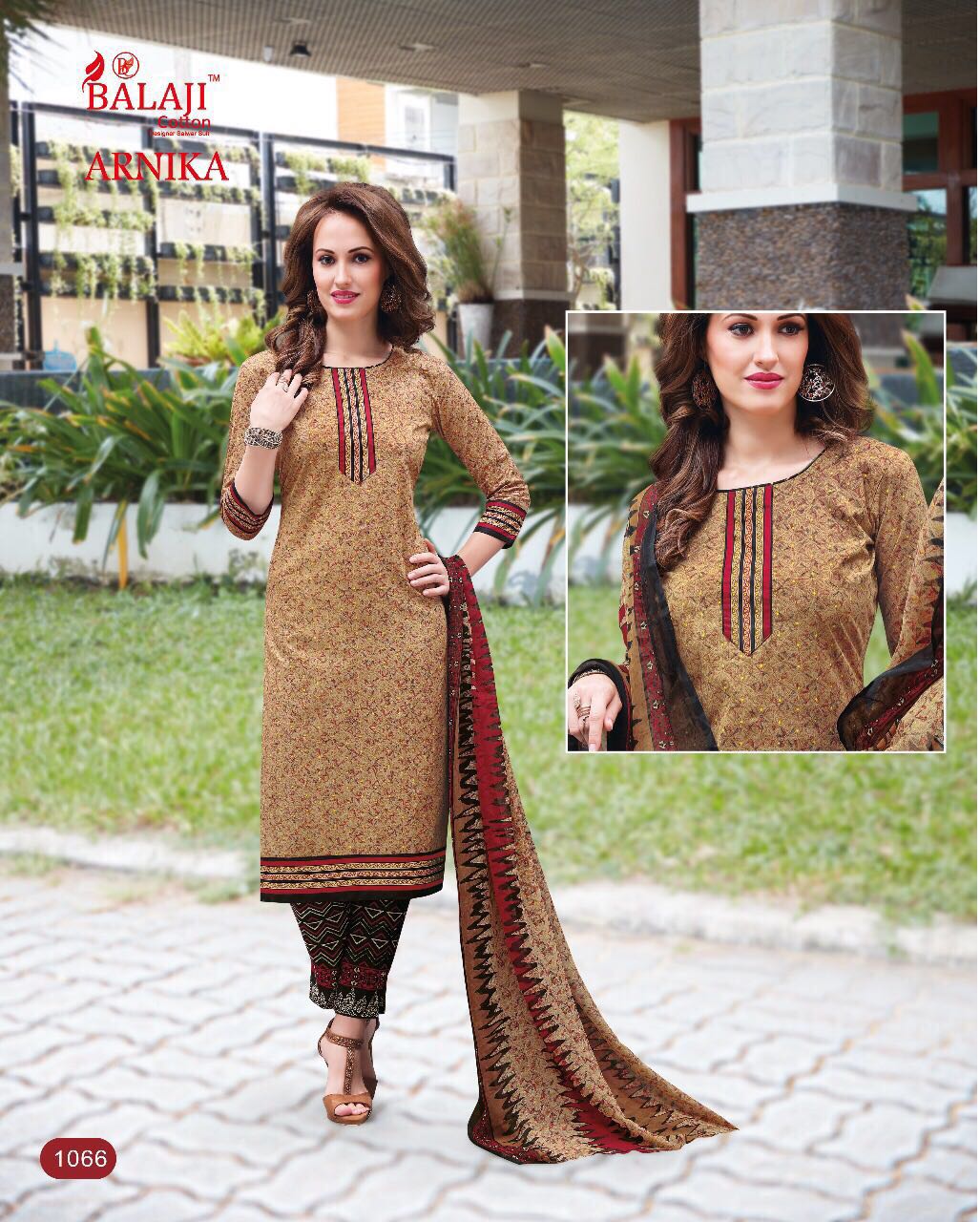 ARNIKA COTTON PRINTED DRESSMATERIAL WITH CHIFFON DUPATTA