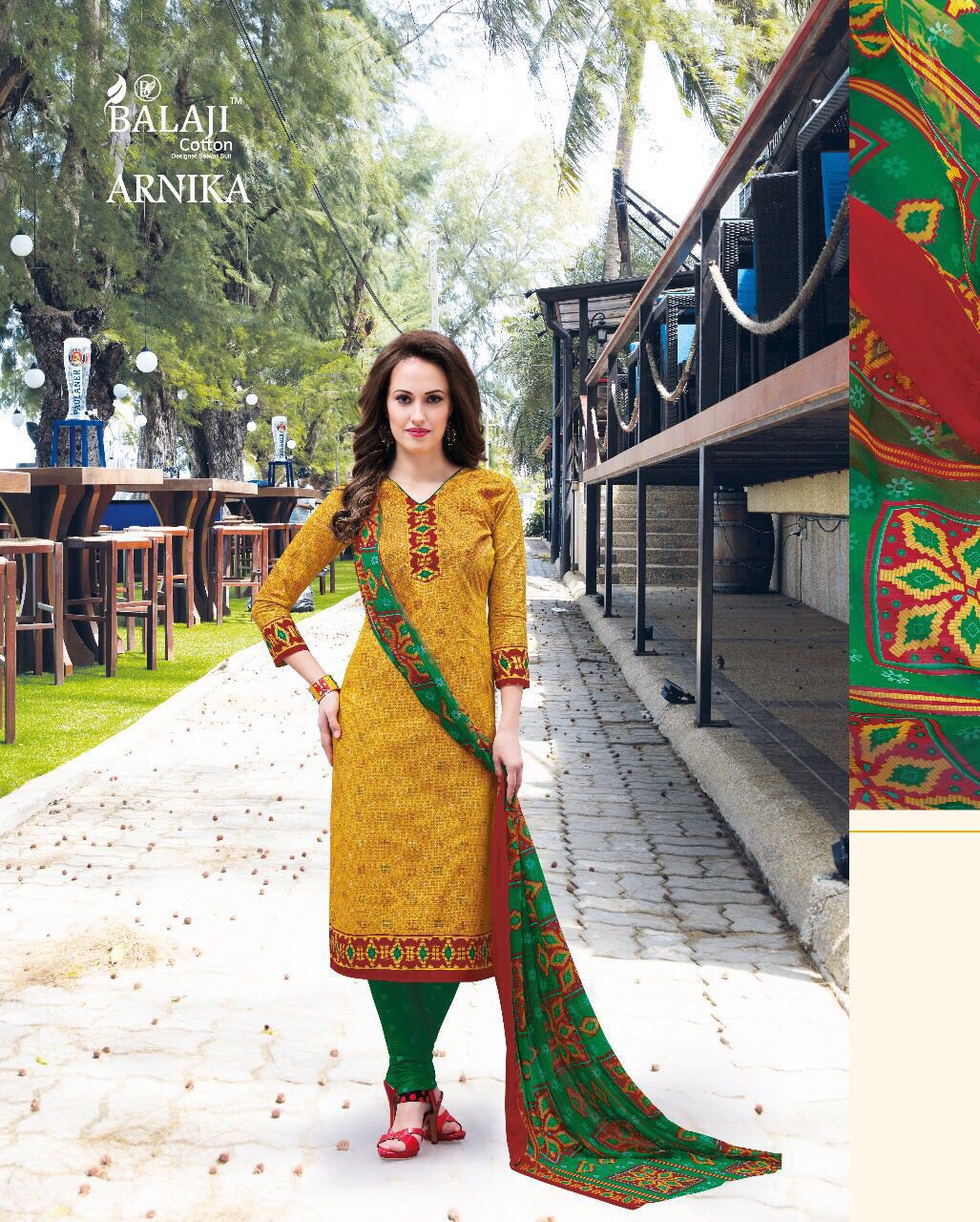 ARNIKA COTTON PRINTED DRESSMATERIAL WITH CHIFFON DUPATTA