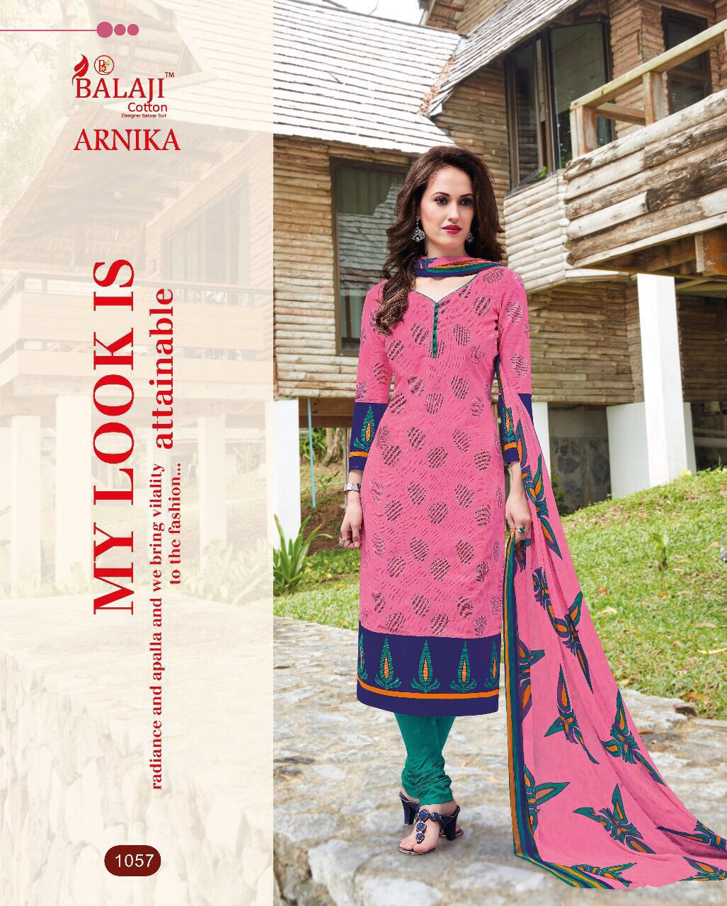 ARNIKA COTTON PRINTED DRESSMATERIAL WITH CHIFFON DUPATTA