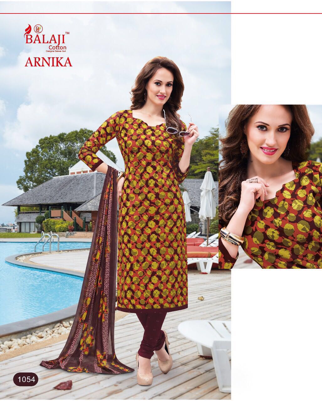 ARNIKA COTTON PRINTED DRESSMATERIAL WITH CHIFFON DUPATTA