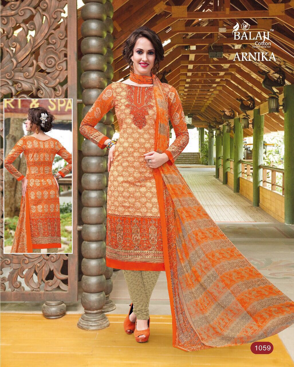 ARNIKA COTTON PRINTED DRESSMATERIAL WITH CHIFFON DUPATTA