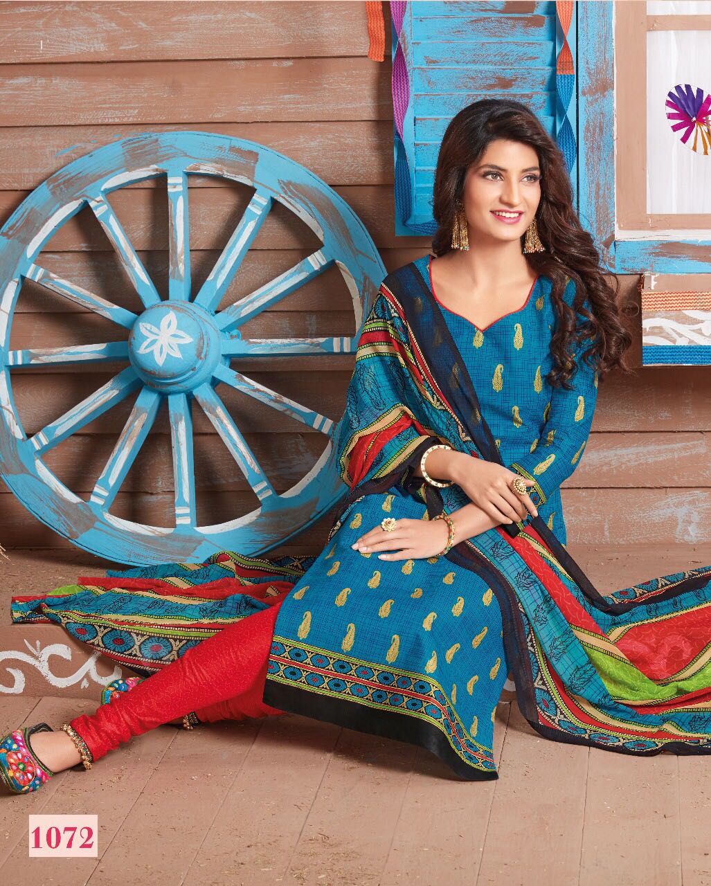 BEAUTIFUL COTTON PRINTED DRESS MATERIAL WITH CHIFFON DUPATTA