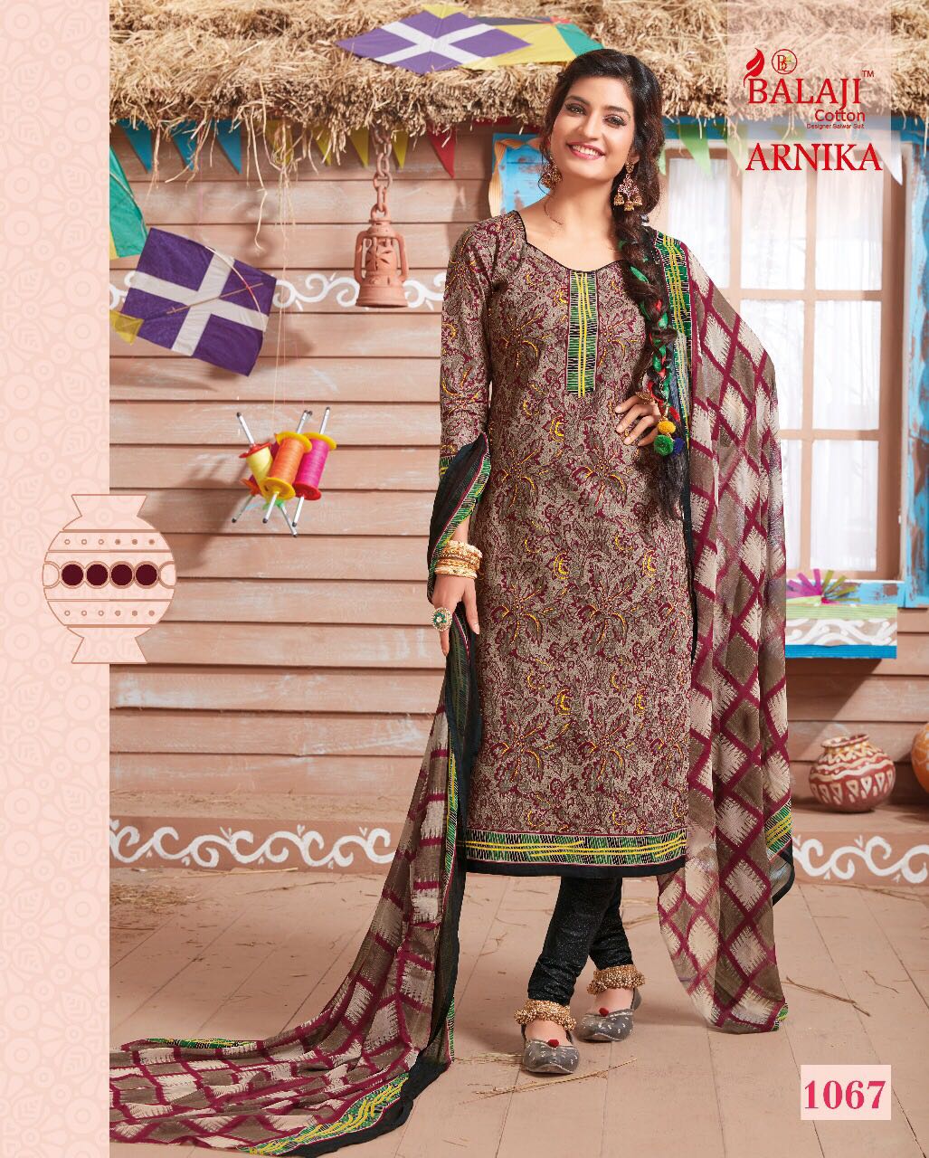 BEAUTIFUL COTTON PRINTED DRESS MATERIAL WITH CHIFFON DUPATTA