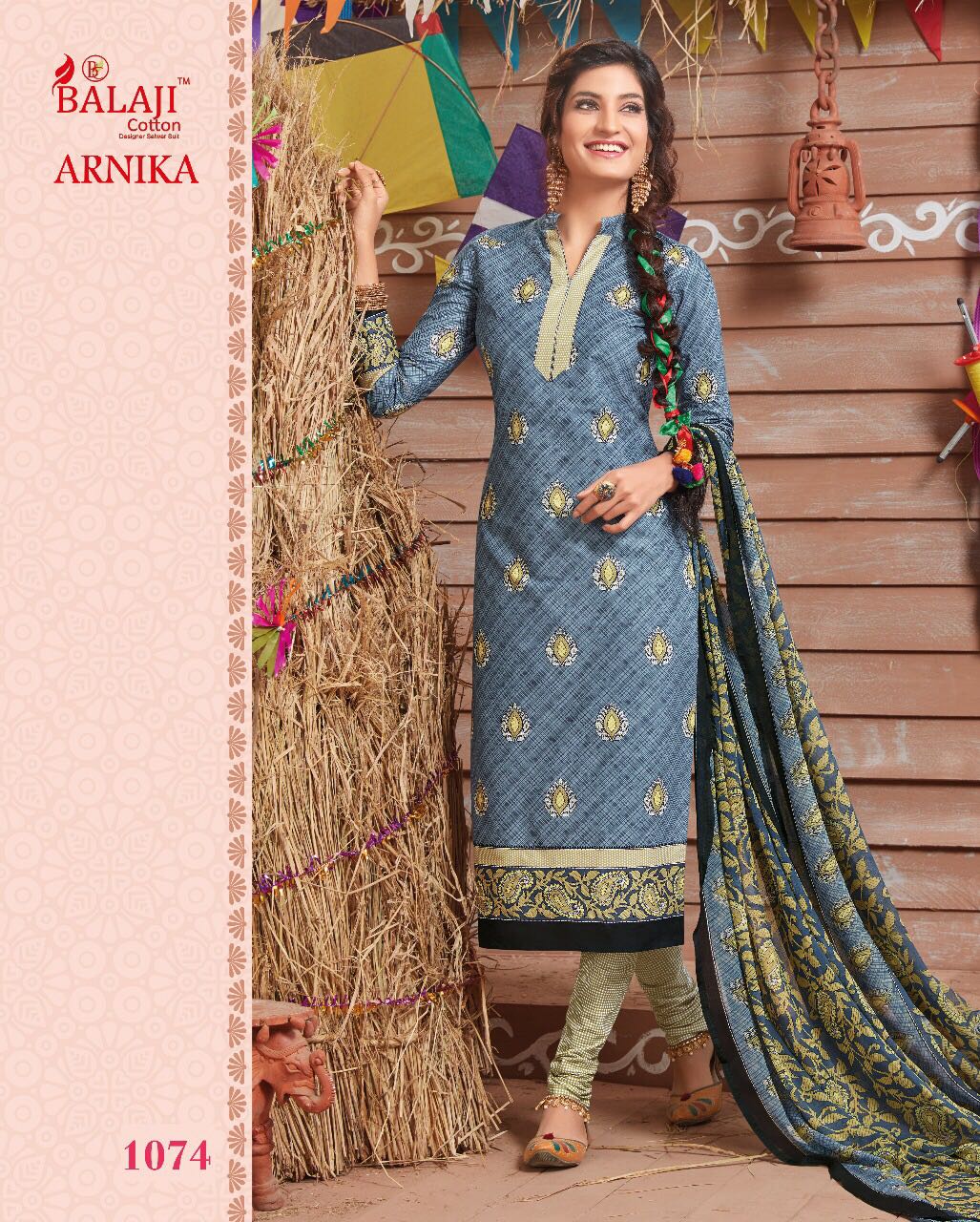 BEAUTIFUL COTTON PRINTED DRESS MATERIAL WITH CHIFFON DUPATTA