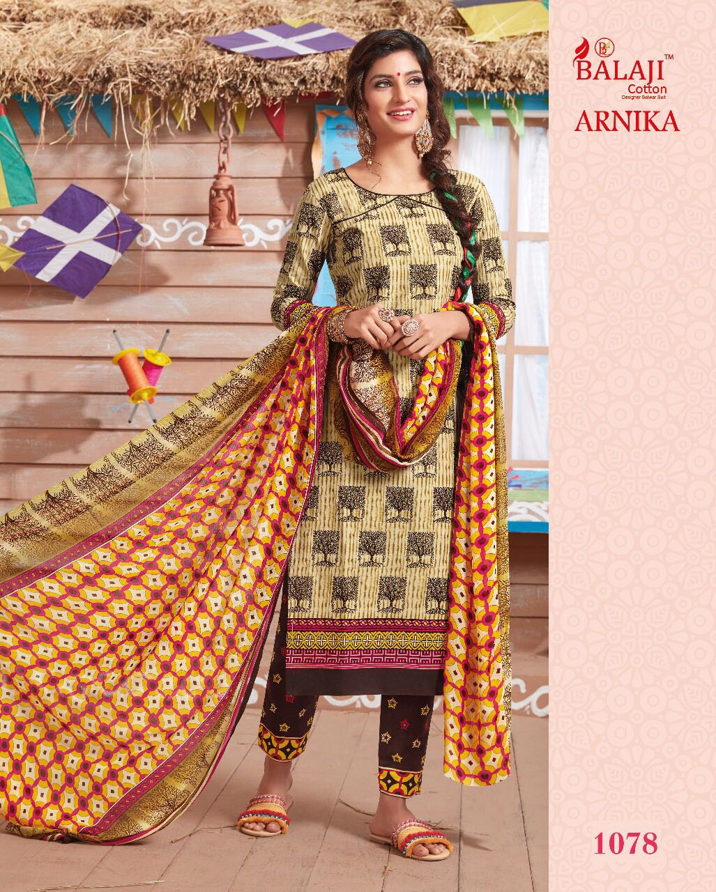 BEAUTIFUL COTTON PRINTED DRESS MATERIAL WITH CHIFFON DUPATTA