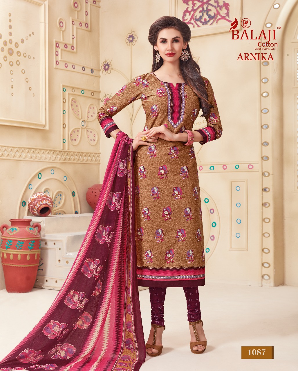 ARNIKA VOL 6 BALAJI COTTON PRINTED DRESS MATERIAL WITH CHIFFON DUPATTA CATALOG