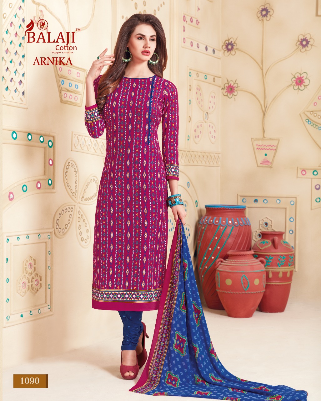 ARNIKA VOL 6 BALAJI COTTON PRINTED DRESS MATERIAL WITH CHIFFON DUPATTA CATALOG