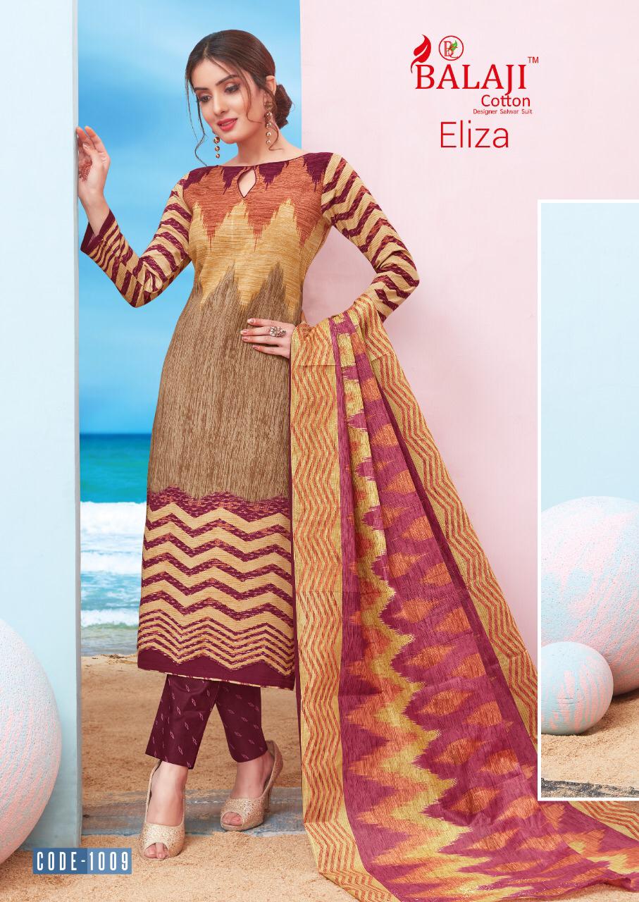 Balaji Eliza Dress Material Catalog With Rayon 14 Kg Top Heavy Cotton Salwar And Cotton Malmal Dupatta 