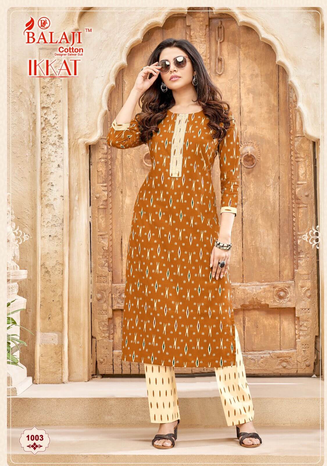 Balaji Cotton Ikkat Kurti with Bottom Catalog in Wholesale Price