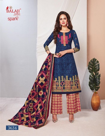 Balaji Cotton Spark Vol 14 Cotton Printed Dress Materials Wholesale Catalogue. Buy Cotton Unstitched Dress Material with cotton Dupatta and bottom at wholesale price online