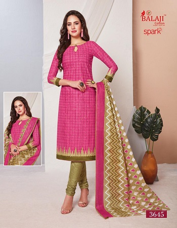 Balaji Cotton Spark Vol 14 Cotton Printed Dress Materials Wholesale Catalogue. Buy Cotton Unstitched Dress Material with cotton Dupatta and bottom at wholesale price online