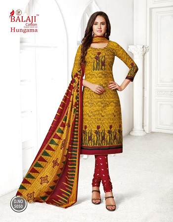 Cotton Dress Materials Wholesale Catalogue Hungama Volume 8 By Balaji Cotton.Order Bulk Dress Materials for Selling in retail Business of Ladies Dress Materials at lowest price