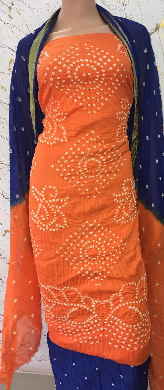 GLAZE COTTON FABRIC WITH BANDHEJ DRESS MATERIAL