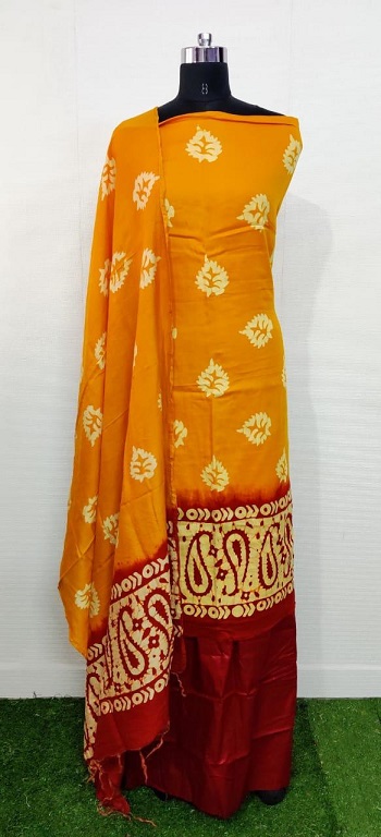 Batik Printed Cotton Dress Materials Wholesale Catalogue, Purchase Cotton Top Cotton Dupatta And Cottom Botton Fabric  Eight Designs Bunch in Wholesale Price