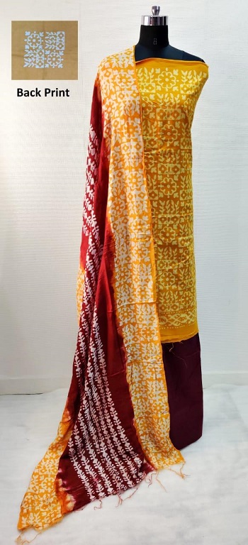 Cotton Batik Print Ladies Dress Material Wholesale Bunch, Top 2.30 Bottom 2.00 Dupatta 2.20