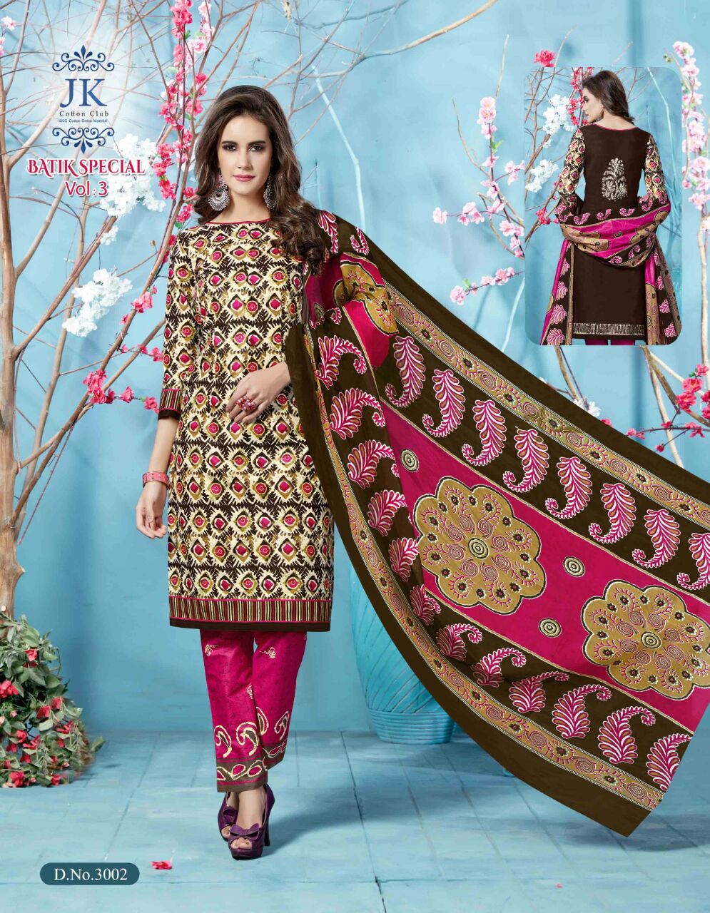 JK BALAJI COTTON PRINTED BATIK DRESS MATERIAL WITH COTTON DUPATTA