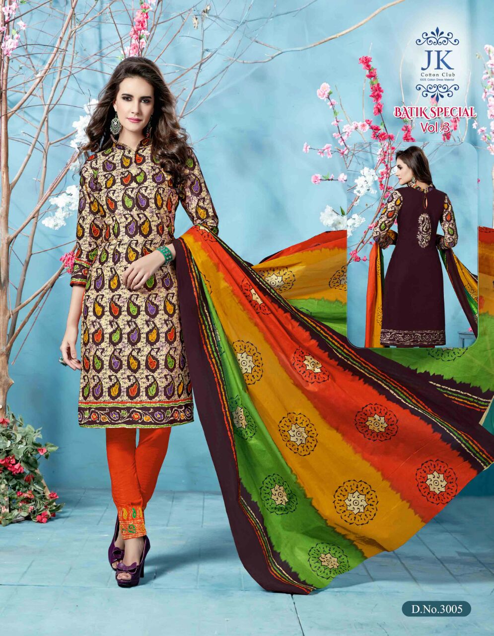 JK BALAJI COTTON PRINTED BATIK DRESS MATERIAL WITH COTTON DUPATTA