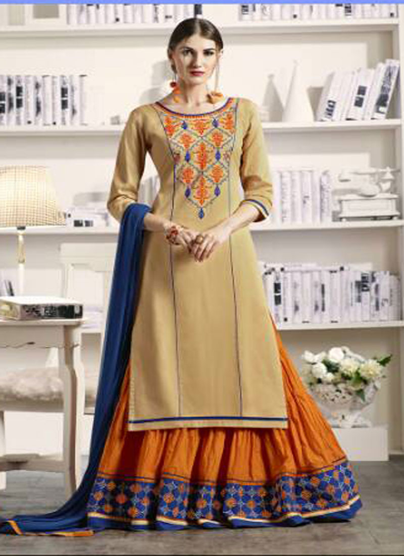 NEW STYLE BEAUTIFUL DESIGNER WEAR UNSTITCHED TOP WITH STITCHED BOTTOM 