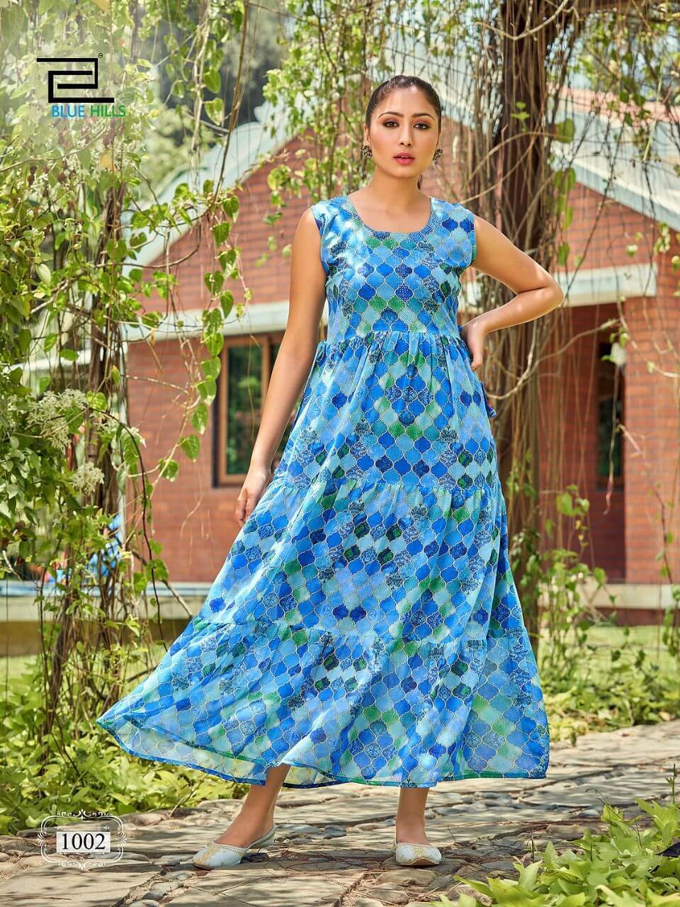 Blue Hills Beach Way Georgette Gown Wholesale Catalog, Buy Full Catalog of Blue Hills Gown Catalog Beach Way in Wholesale Price