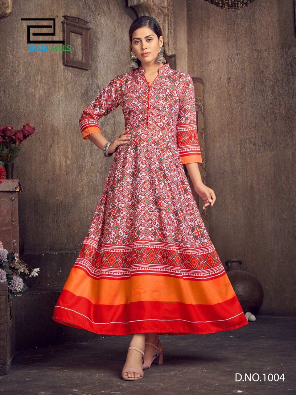 Blue Hills Patola Queen Gown Style Kurtis Catalog in Wholesale Price, Buy Blue Hills Patola Queen Gown Style Kurtis Full Catalog in Wholesale Price Online From Aarvee Creation