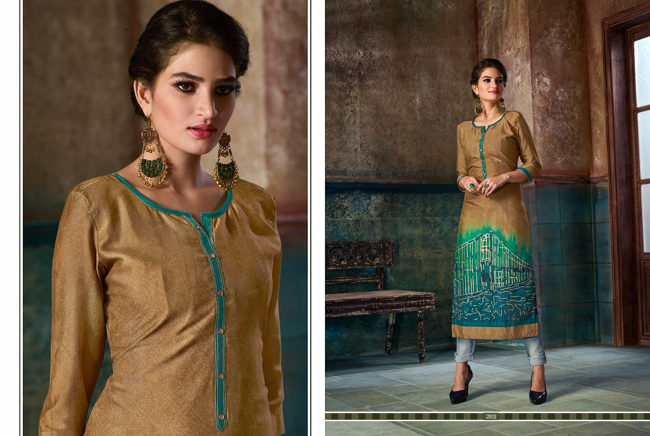 KAJARI CATALOG CHOCO FILLS FANCY PRINTED KURTIS WITH SHANTOON INNER dispatch from 16th nov.