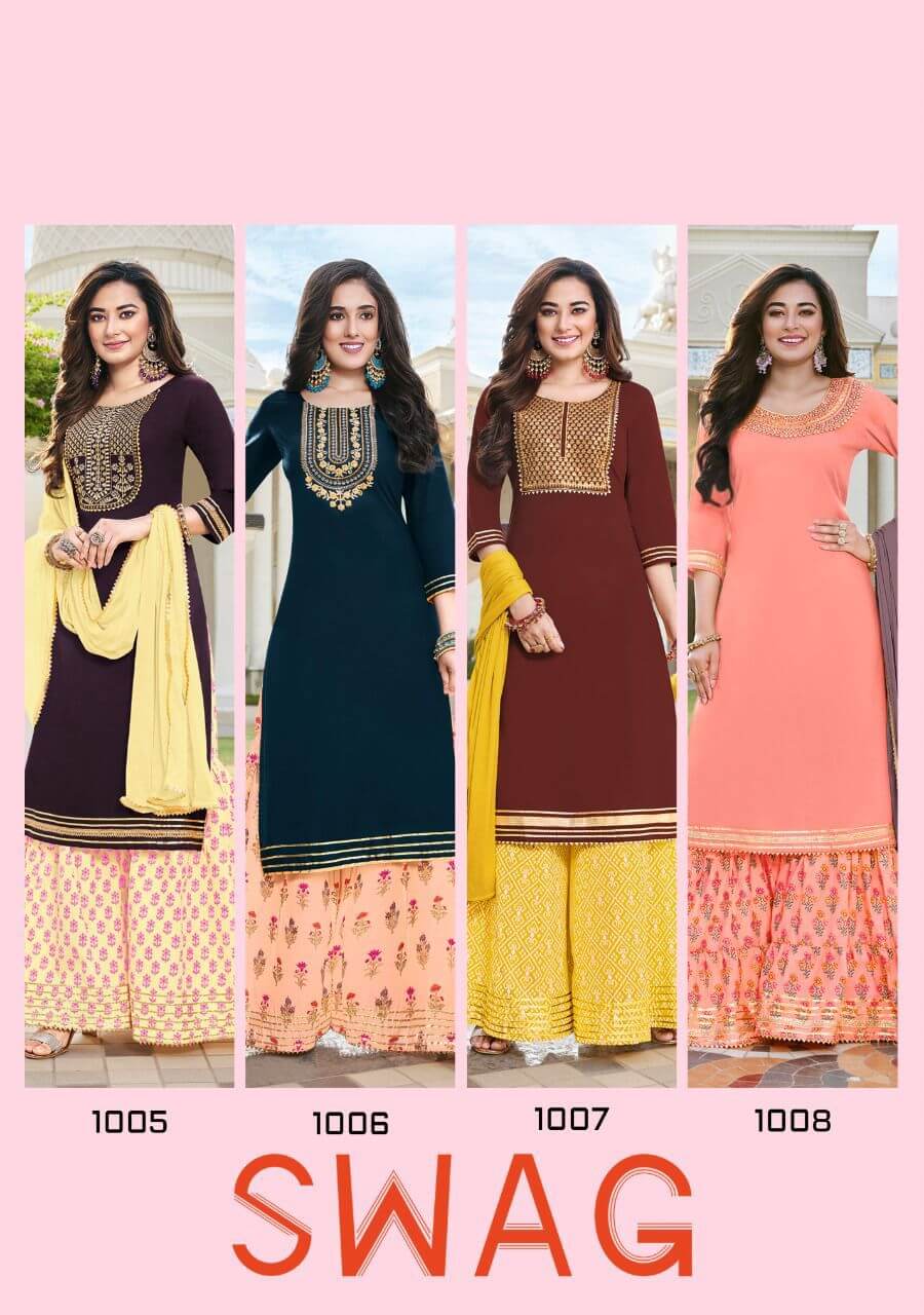 Diya Trends Swag Vol 1 Kurti With Sharara and Dupatta Wholesale Catalog, Purchase Full Catalog of Diya Trends Swag vol 1 at Wholesale Price 