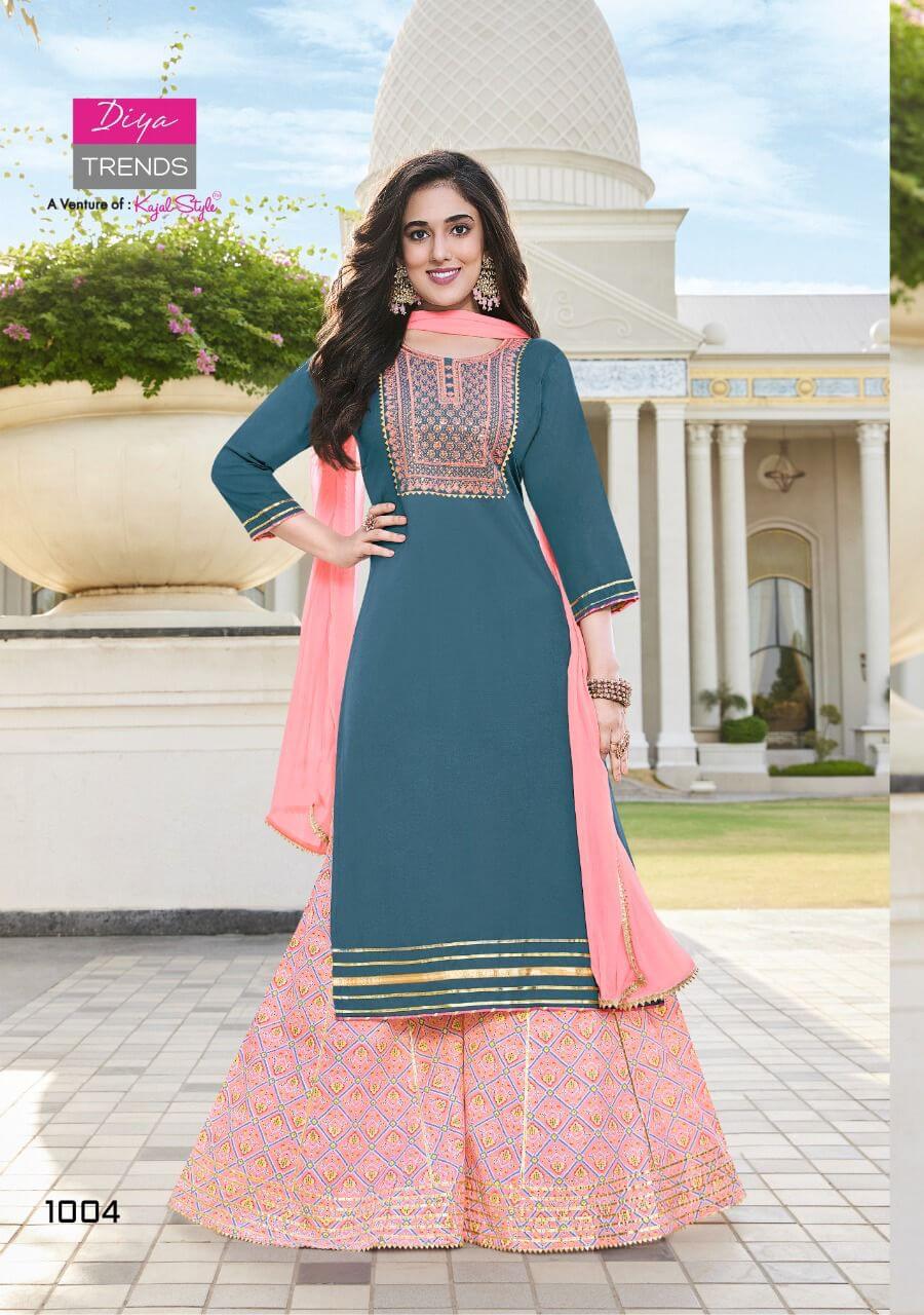 Diya Trends Swag Vol 1 Kurti With Sharara and Dupatta Wholesale Catalog, Purchase Full Catalog of Diya Trends Swag vol 1 at Wholesale Price 