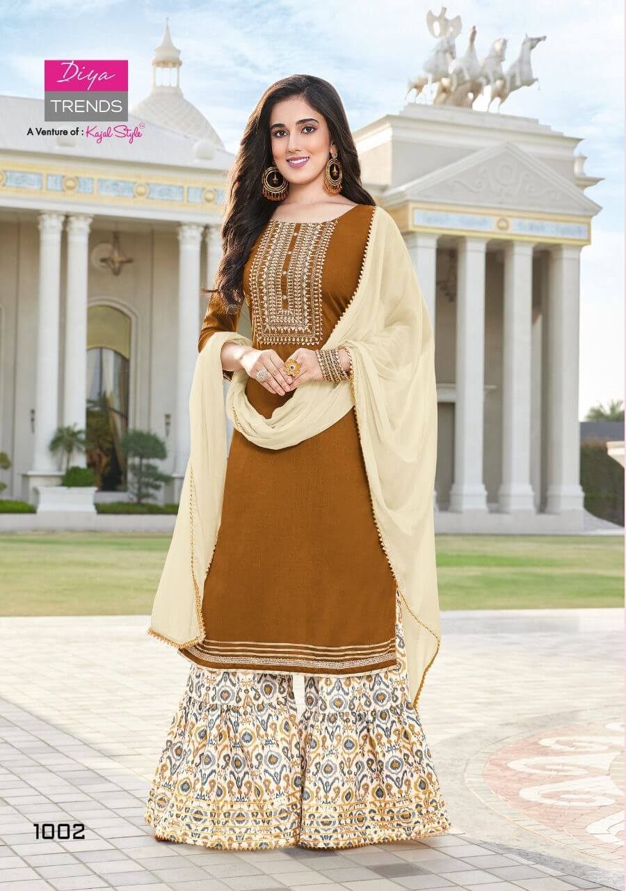 Diya Trends Swag Vol 1 Kurti With Sharara and Dupatta Wholesale Catalog, Purchase Full Catalog of Diya Trends Swag vol 1 at Wholesale Price 