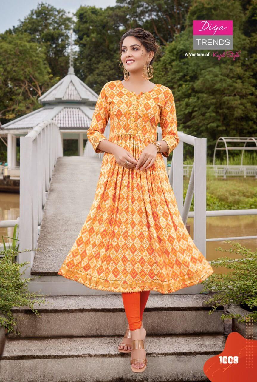 Diya Trends Colour Flair vol 1 Nyra Cut Kurtis Catalog, Buy Diya Trends Colour Flair vol 1 Nyra Cut Kurtis Full Catalog at Wholesale Price