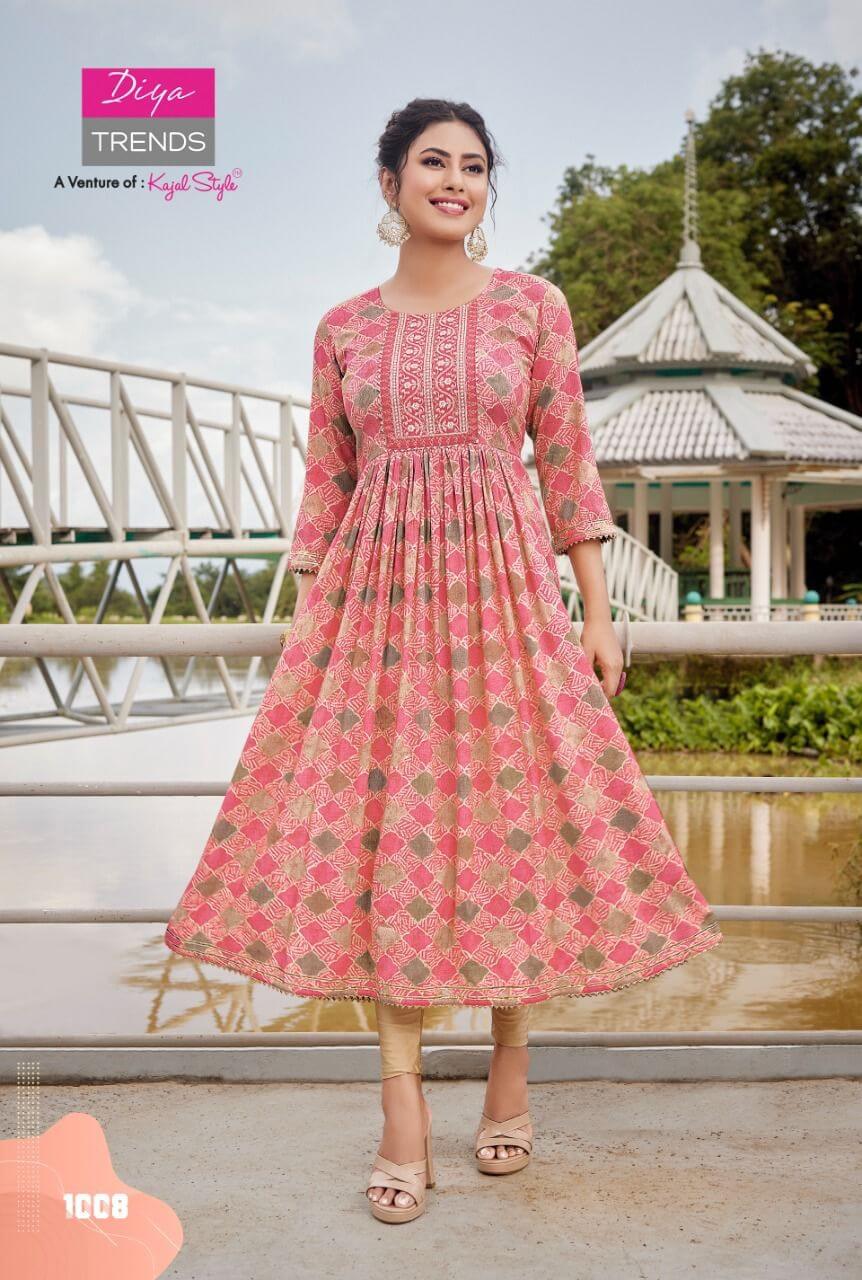 Diya Trends Colour Flair vol 1 Nyra Cut Kurtis Catalog, Buy Diya Trends Colour Flair vol 1 Nyra Cut Kurtis Full Catalog at Wholesale Price