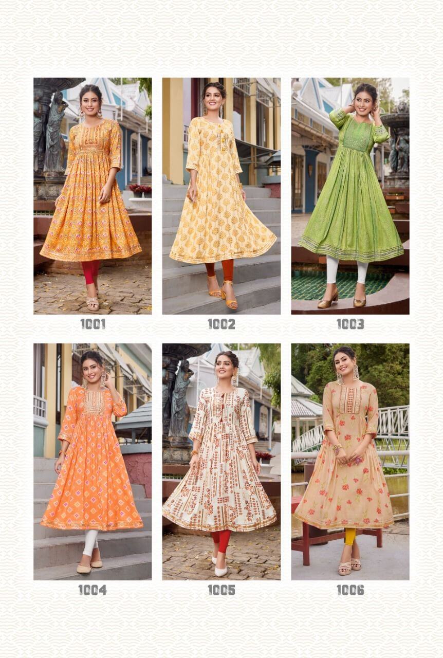 Diya Trends Colour Flair vol 1 Nyra Cut Kurtis Catalog, Buy Diya Trends Colour Flair vol 1 Nyra Cut Kurtis Full Catalog at Wholesale Price