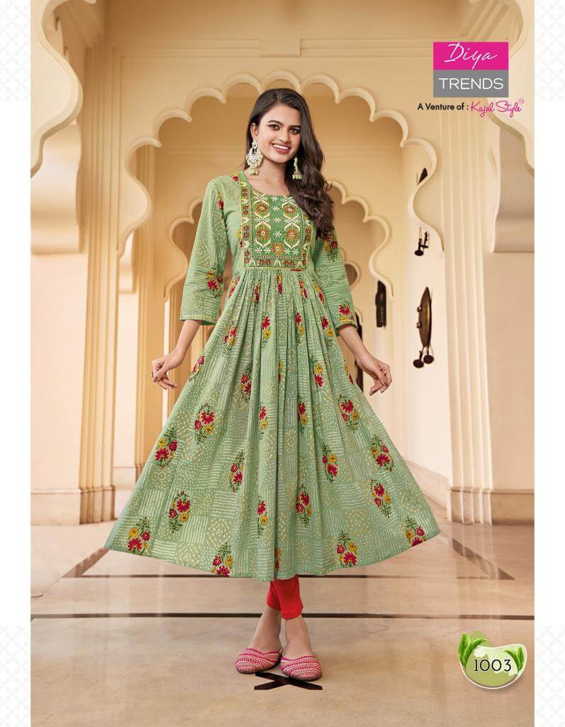 Diya Trends Gulabi Girl vol 1 Printed Nyra Cut Kurtis Catalog, Buy Diya Trends Gulabi Girl vol 1 Printed Nyra Cut Kurtis Catalog in Wholesale Price Online from Aarvee Creation