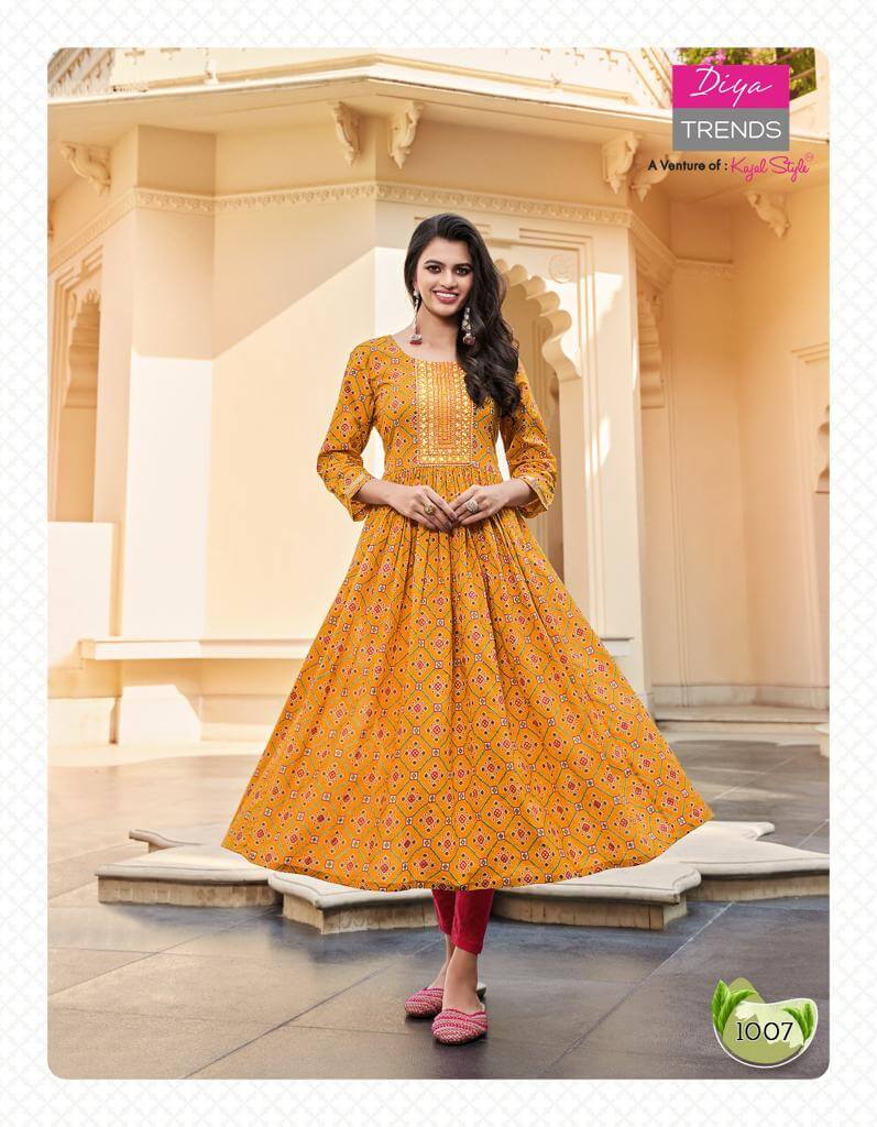 Diya Trends Gulabi Girl vol 1 Printed Nyra Cut Kurtis Catalog, Buy Diya Trends Gulabi Girl vol 1 Printed Nyra Cut Kurtis Catalog in Wholesale Price Online from Aarvee Creation