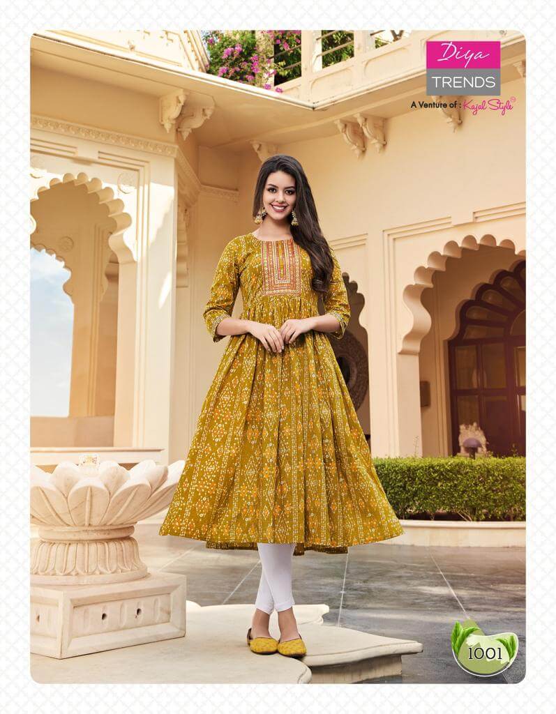 Diya Trends Gulabi Girl vol 1 Printed Nyra Cut Kurtis Catalog, Buy Diya Trends Gulabi Girl vol 1 Printed Nyra Cut Kurtis Catalog in Wholesale Price Online from Aarvee Creation