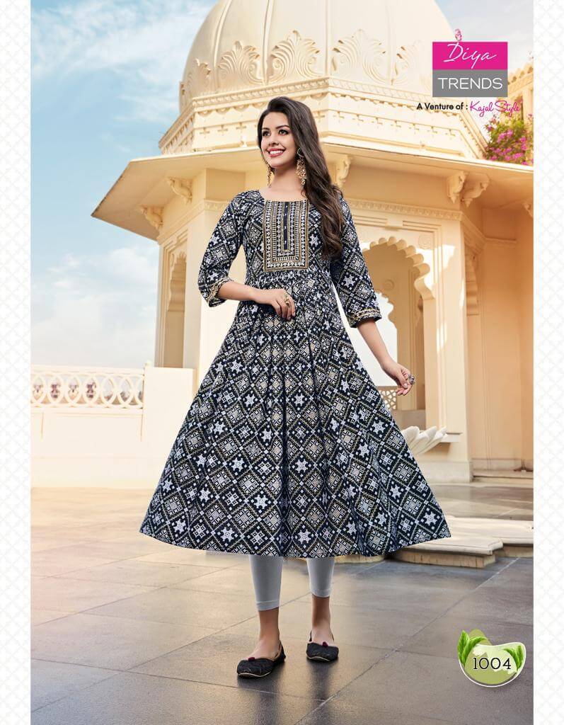 Diya Trends Gulabi Girl vol 1 Printed Nyra Cut Kurtis Catalog, Buy Diya Trends Gulabi Girl vol 1 Printed Nyra Cut Kurtis Catalog in Wholesale Price Online from Aarvee Creation