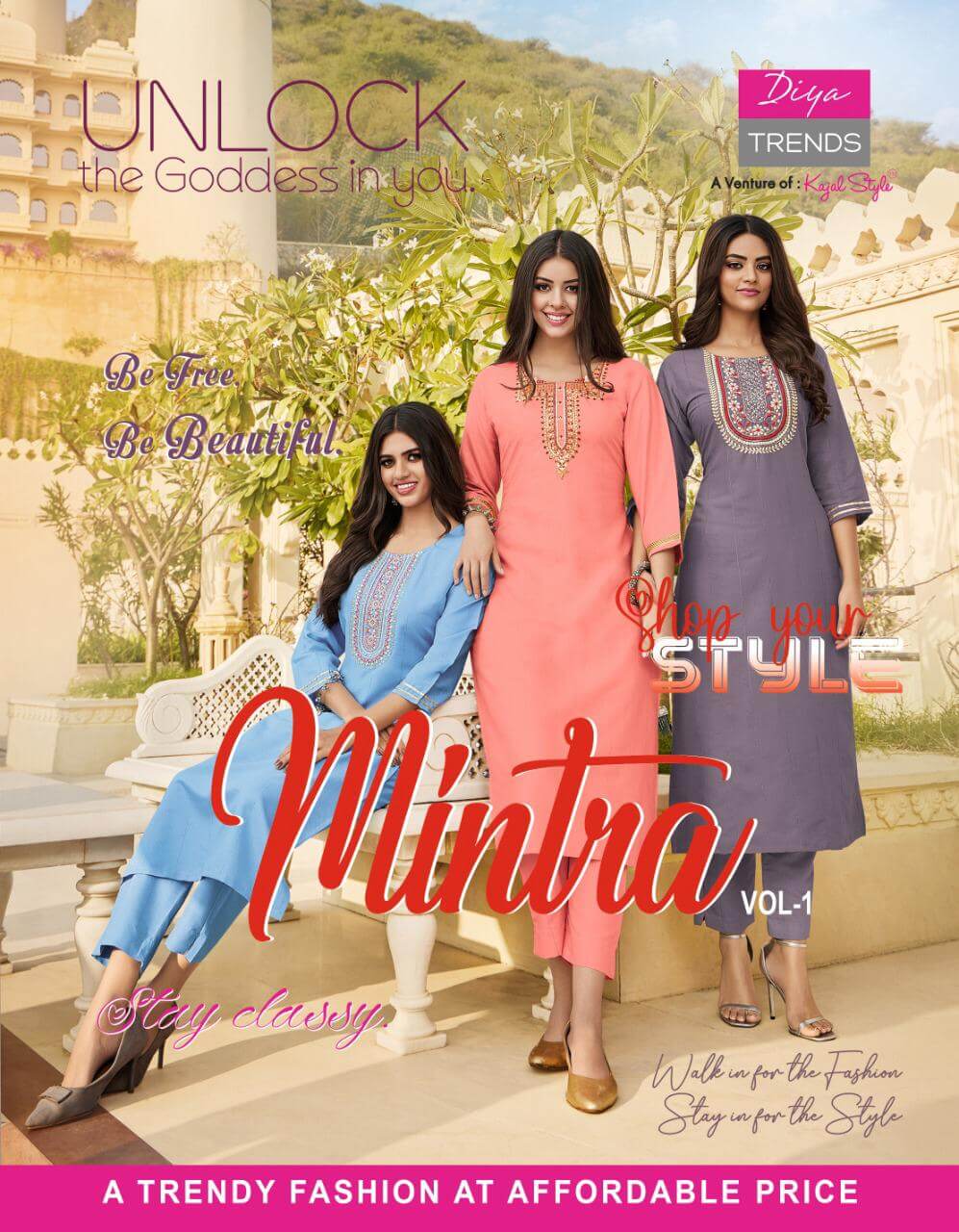 Diya Trends Mintra vol 1 Kurti with Pant Catalog in wholesale