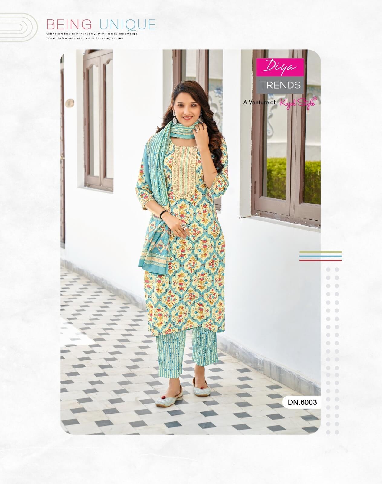 Diya Trends Odhani vol 6 Cotton Printed Kurti Pant Dupatta Set Catalog, Buy Diya Trends Odhani vol 6 Cotton Printed Kurti Pant Dupatta Set Full Catalog in Wholesale Rate Online From Aarvee Creation