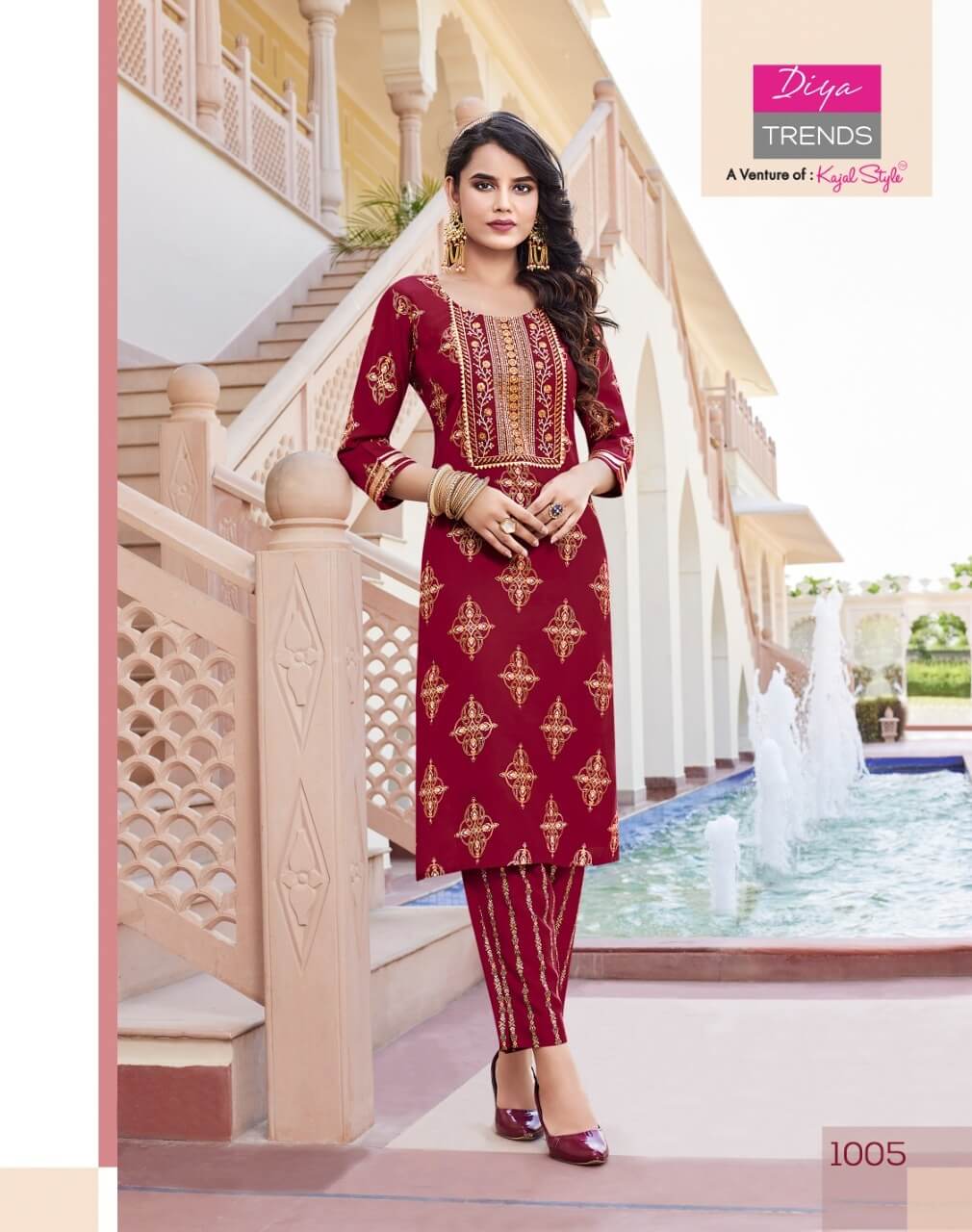 Diya Trends Zoori vol 1 Kurti with Pant Catalog in Wholesale, Buy Diya Trends Zoori vol 1 Kurti with Pant Full Catalog in Wholesale Price Online From Vadodara, Surat, Gujarat,Only 5XL Available 