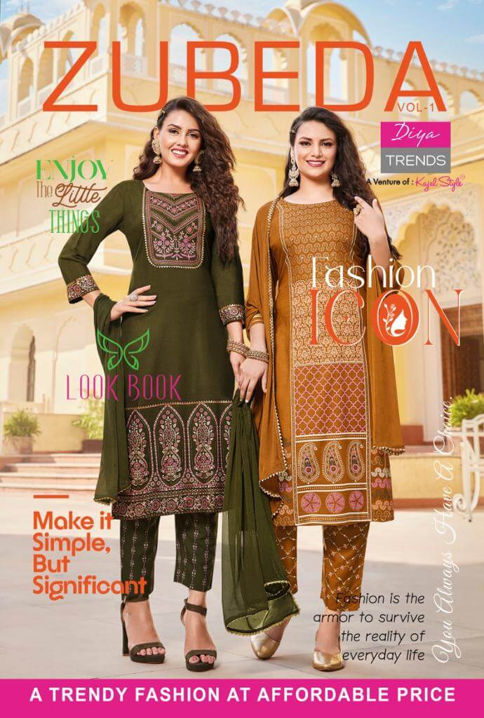 Diya Trends Zubeda vol 1 Top Bottom Dupatta Set Catalog in Wholesale, Buy Diya Trends Zubeda vol 1 Top Bottom Dupatta Set Full Catalog in Wholesale Price Online From Vadodara