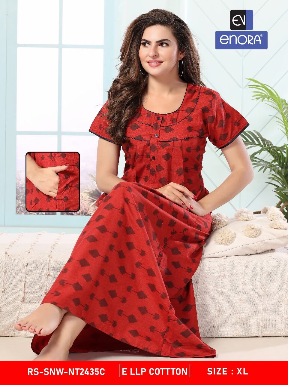 Cotton Long Sleeve Nighty, Printed, Stitched at Rs 236/piece in Ahmedabad