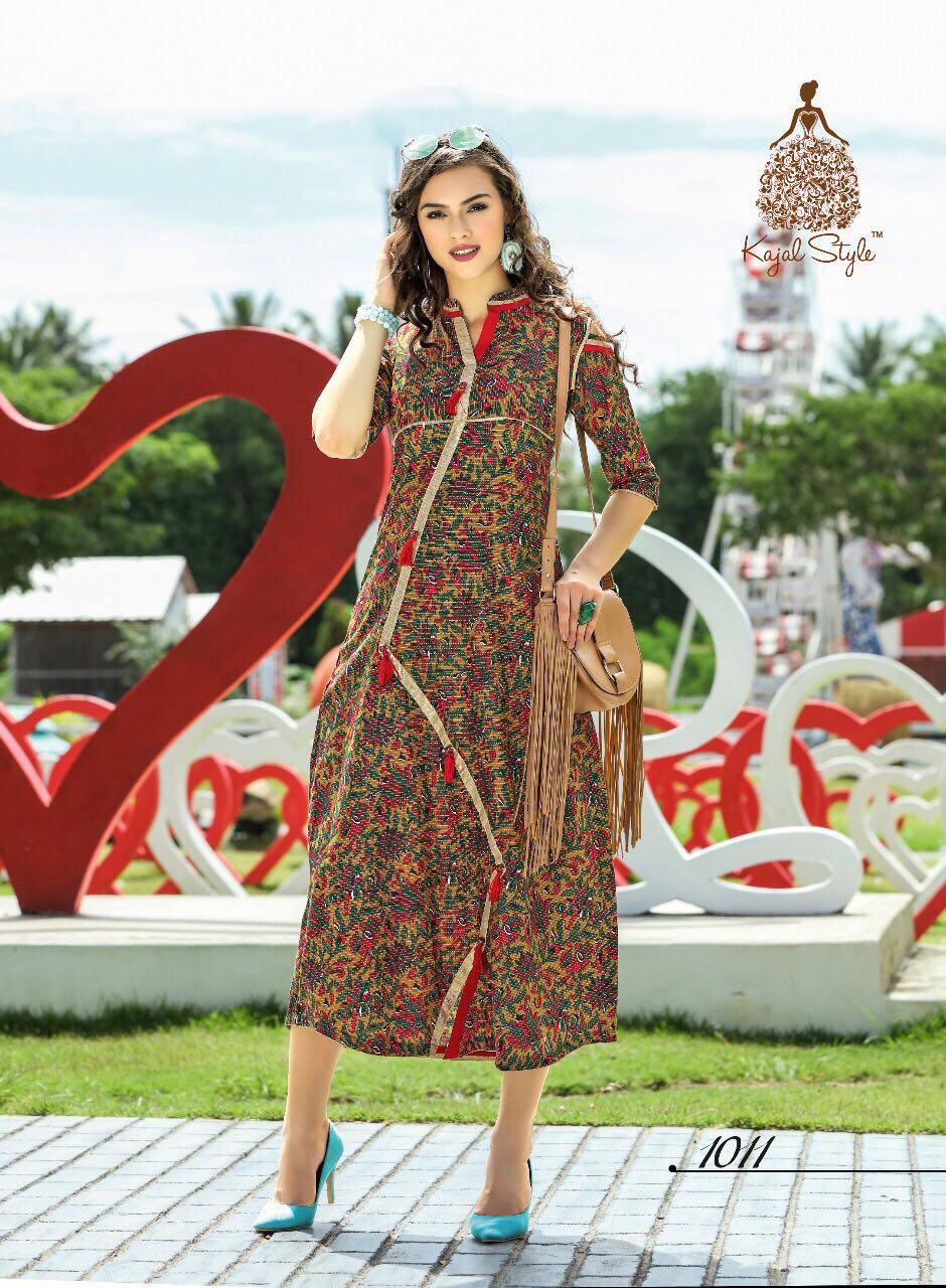 KAJAL STYLE FEMINA VOL 1 DESIGNER KURTIS DHABU PRINT REYON DORIYA COTTON VOTTON SLUB. DISPATCH STARTS FROM 26TH SEP.FOR ORDER WHATSAPP 9825028267/9998816140