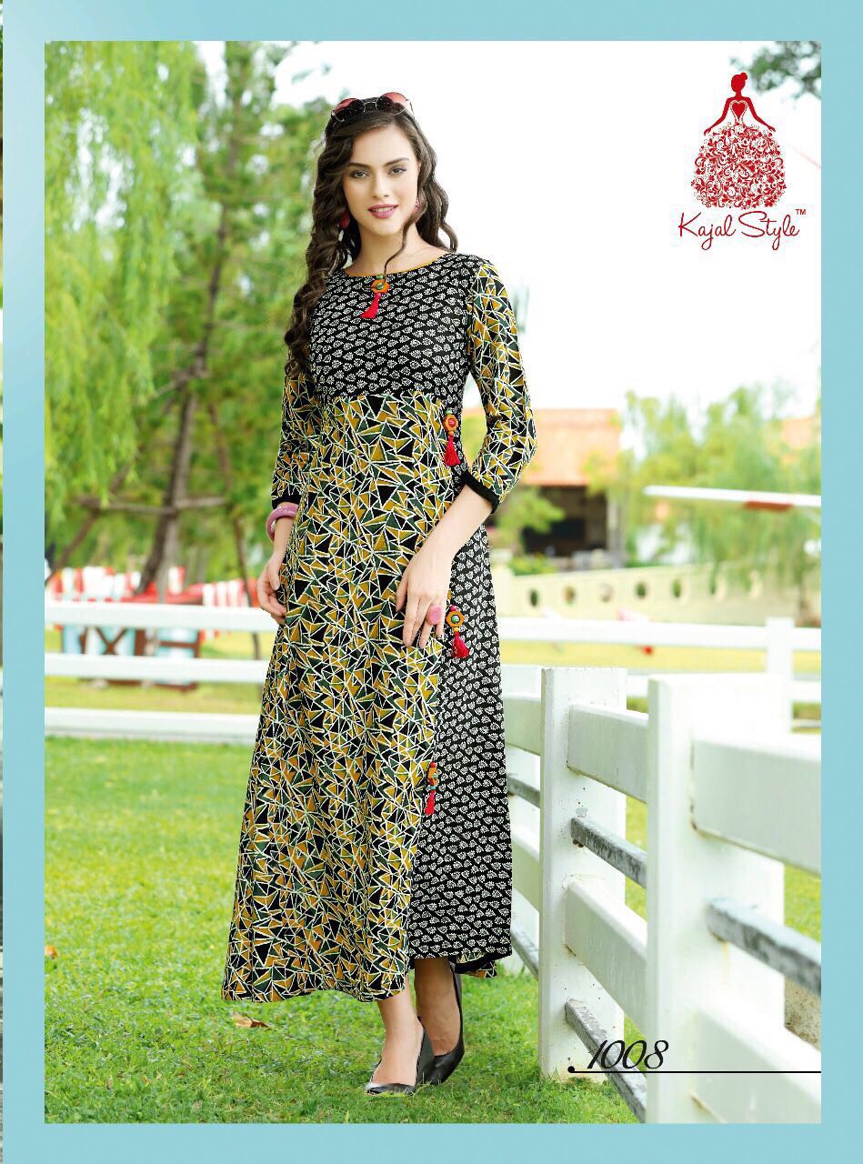 KAJAL STYLE FEMINA VOL 1 DESIGNER KURTIS DHABU PRINT REYON DORIYA COTTON VOTTON SLUB. DISPATCH STARTS FROM 26TH SEP.FOR ORDER WHATSAPP 9825028267/9998816140