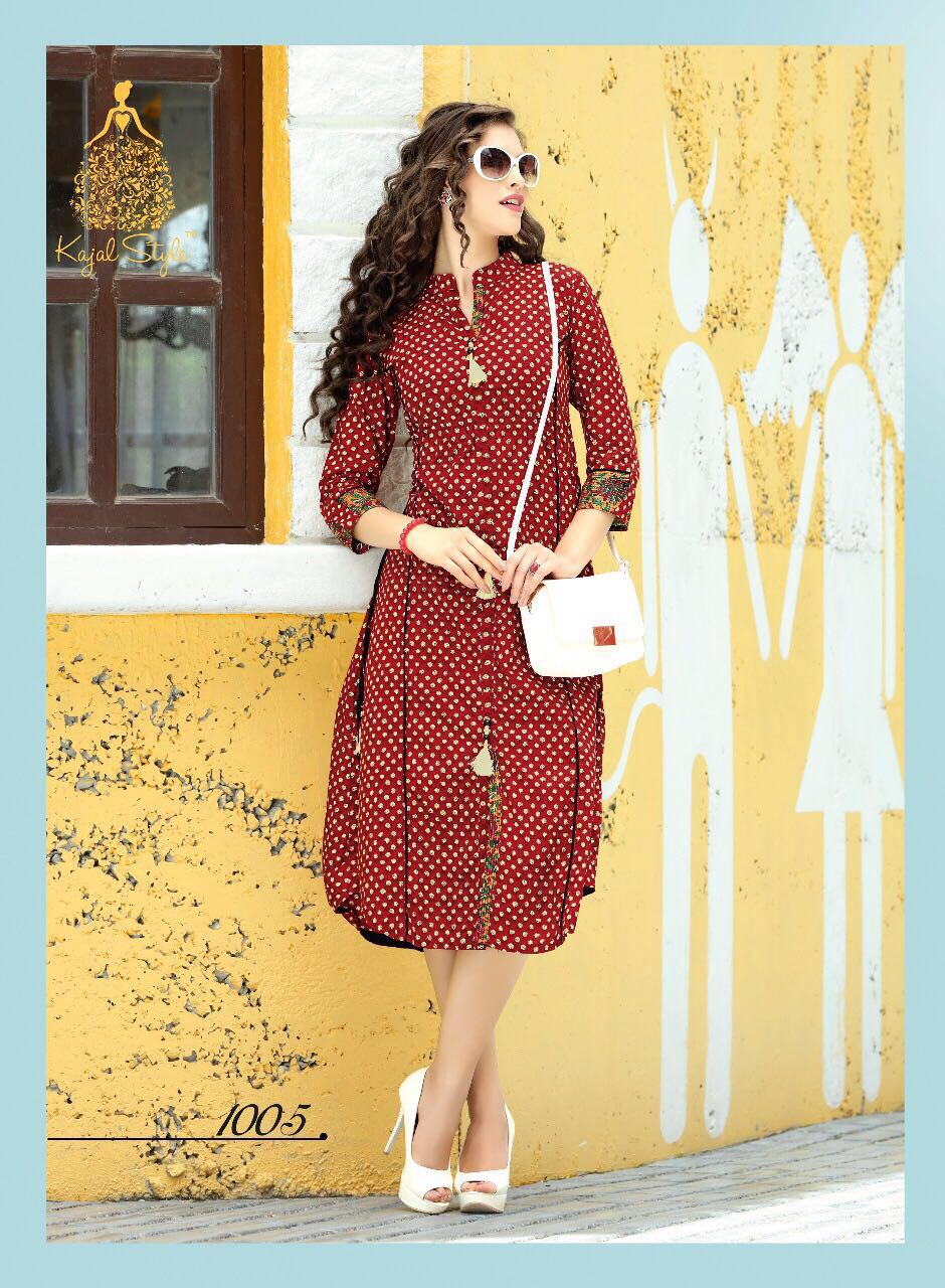 KAJAL STYLE FEMINA VOL 1 DESIGNER KURTIS DHABU PRINT REYON DORIYA COTTON VOTTON SLUB. DISPATCH STARTS FROM 26TH SEP.FOR ORDER WHATSAPP 9825028267/9998816140