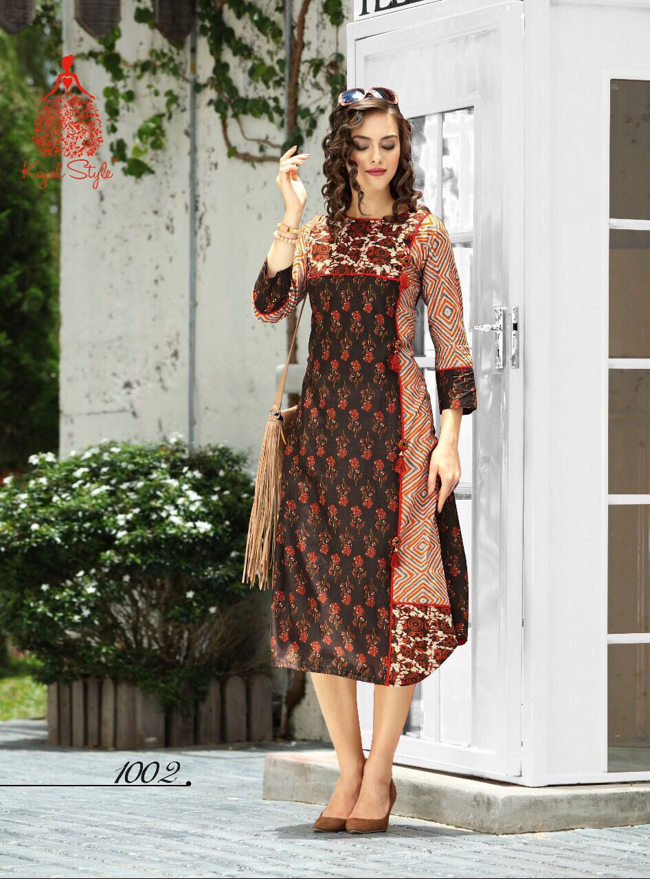 KAJAL STYLE FEMINA VOL 1 DESIGNER KURTIS DHABU PRINT REYON DORIYA COTTON VOTTON SLUB. DISPATCH STARTS FROM 26TH SEP.FOR ORDER WHATSAPP 9825028267/9998816140