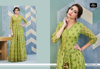 Four Buttons Hazel Pure Viscouse Chanderi Fabric Wholesale Catalogue. Buy Online Four Button Wholesale Kurtis Catalogue. Four Buttons Surat Based Kurti Manufacturer Launched Wholesale Designer Kurti Catalogue